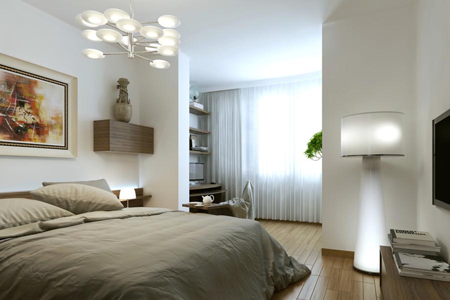 Bedroom Modern Interior Design White Lamp