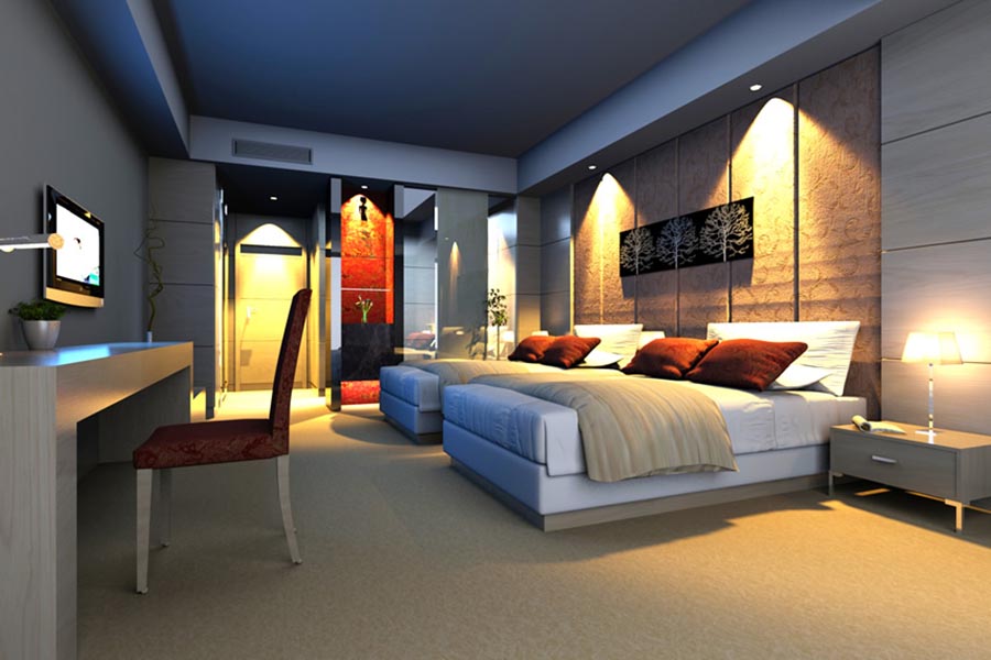 Bedroom With Modern Theme Attractive Lighting
