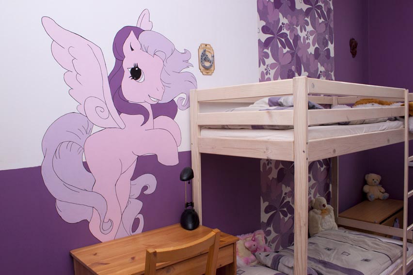 Girls Purple Bedroom Bunk Beds Wall Art