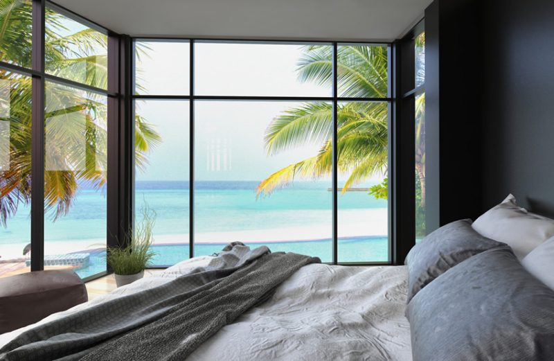 Ocean Front Bedroom For Couples with Large Windows