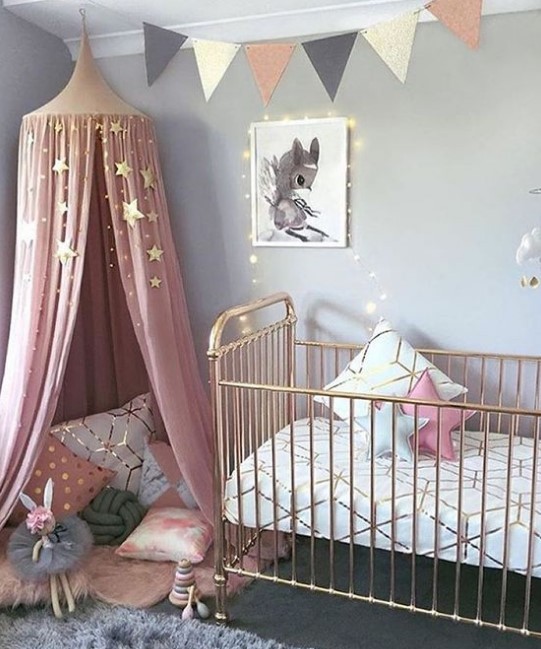 Stylish With Rose Gold Color, Baby Girl Nursery Ideas