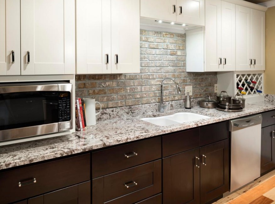 White Granite Kitchen Countertops Designs With Cabinets For Small Space Ideas