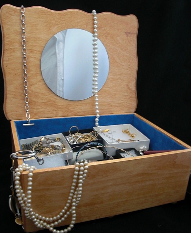 A Wooden Jewelry Box Plus a Mirror